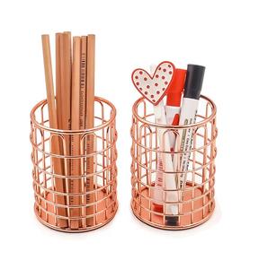 Juego de 2 Portaplumas de Diseño en Color Blanco Lavado, Forma Redonda, Metal y Hierro, Perfecto para la Organización del Escritorio y Decoración del Hogar y la Oficina - Product Image 3