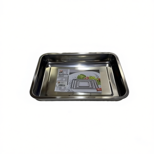 Plateau de rangement minimaliste à un seul niveau en acier inoxydable 32x22x4,8 cm, profondeur 4,8 cm, empilable pour la cuisine - Product Image 2