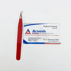 Pinces à épiler en fibre rose dorée à 45 degrés, acier inoxydable de haute qualité, poignée diamantée, extensions de cils, couleur rouge durable - Product Image 1