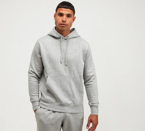 Men's Gray Hooded Tracksuit 100% Cotton Casual Full Length Sweatshirt and Pants Set Solid Color Breathable Autumn Wear - Product Image 6