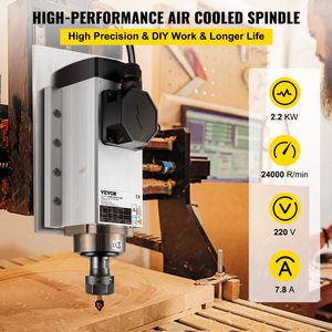 Motore Mandrino CNC Raffreddato ad Aria da 2.2KW con 24000 RPM, 6A, Pinza ER20, 220V, Mandrino Quadrato ad Alte Prestazioni per Macchine Utensili - Product Image 2