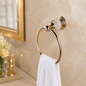 <b>Crystal</b> Design Silver Towel Ring Wall Mounted For Bathroom And Wash Basin Area Elegant Durable Stylish Towel Holder Use - Product Image 4