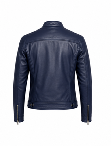 เสื้อแจ็คเก็ตหนังผู้ชายสไตล์นักขี่มอเตอร์ไซค์ คอตั้ง ปิดด้วยซิป - Product Image 2