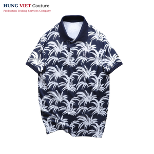 Chemise manches courtes en polyester imprimé de haute qualité pour hommes, tissu tricoté à motif solide Hung Viet Couture, séchage rapide, respirant - Product Image 6