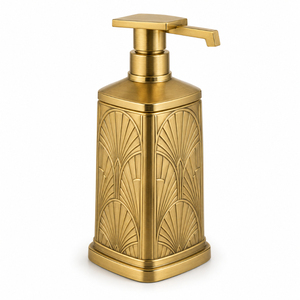 Dispensador de Jabón Metálico Acanalado Premium, Níquel Brillante, Bomba de Jabón Líquido Manual, Diseño Art Deco Moderno para Baño, Hotel, Encimera - Product Image 6