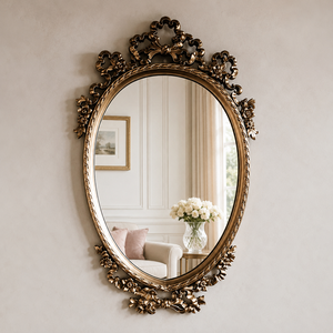 Antique <b>Gold</b> Oval Wall <b>Mirror</b> Ornate Floral Scroll <b>Frame</b> Vintage Decorative <b>Mirror</b> for Bedroom Living Room Home Decor - Product Image 3