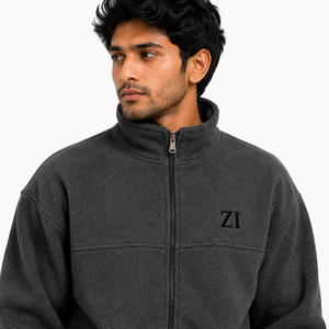Ensemble de survêtement en molleton sherpa anthracite pour homme, 2 pièces, veste zippée intégrale et pantalon de jogging avec détails de panneaux, vêtements décontractés d'hiver, marque privée OEM ODM - Product Image 3