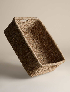 Panier de rangement rectangulaire en jonc de mer écologique, tressé à la main, naturel, pour la maison, la chambre, la salle de bain, vente en gros, fournitures en vrac - Product Image 6