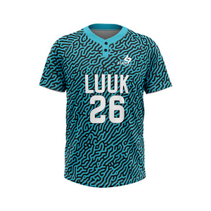 Maillots de baseball personnalisés sublimés à 2 boutons pour équipes professionnelles – Nom et logo d'équipe personnalisés, manches courtes, imprimés, 100 % polyester respirant pour hommes - Product Image 5
