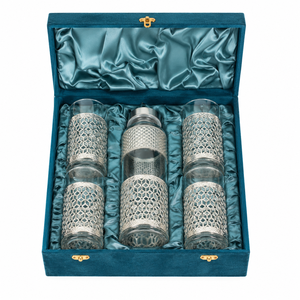 Juego de Botellas de Vidrio Transparente de Lujo de 4 Piezas con 3 Vasos y Caja de Almacenamiento Decorativa |   Juego de Regalo de Vajilla - Product Image 4