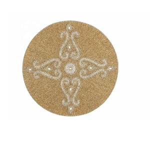 Vente chaude or et argent verre perlé napperon Table à manger perlé cuisine tapis de Table perlé plaque de chargeur au prix de gros - Product Image 6