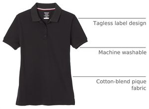 Chemise décontractée noire à manches courtes pour femme French Toast, en jersey tricoté en polyester, respirante, écologique, à séchage rapide et compressée - Product Image 3