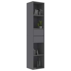 Armoire à livres en bois d'ingénierie gris brillant 14,2''x11,8''x67,3'' Bibliothèques et étagères - Product Image 3