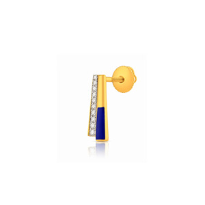 Pendientes de barra de esmalte azul dorado con diamantes - Product Image 2