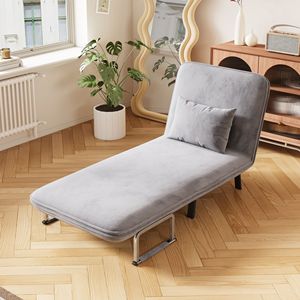 Poltrona Letto Convertibile 31,5 Pollici, Divano Pieghevole a Tre Sezioni con Schienale Regolabile e Cuscino, Chaise Longue per il Relax, Struttura in Acciaio Resistente - Product Image 3
