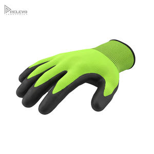 Custom Non-Slip Black PU Coated Work Safety <b>Gloves</b> High Vis Breathable Seamless <b>Knit</b> Shell Elastic Wrist Mechanics Safety <b>Gloves</b> - Product Image 2