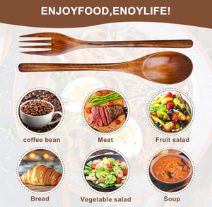 Ensemble cuillère et fourchette en bois de coco écologique, fabriqué à la main, couverts en bois naturel réutilisables, ustensiles de cuisine durables, vaisselle écoresponsable, vente en gros - Product Image 4