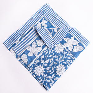 Pure Organic Cotton Bandana Floral Block Printed Lightweight Summer <b>Square</b> <b>Scarf</b> Eco Friendly Artisan Handkerchief - Product Image 6