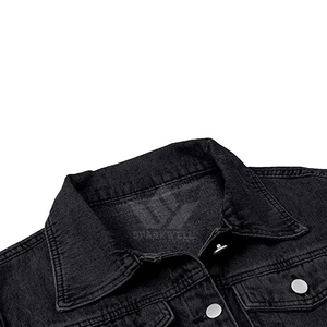 SPARKWELL INDUSTRY Women's Black Denim Eco-Friendly 100% Cotton <b>Trucker</b> <b>Jacket</b> Long Sleeve Button Front Turn Collar Casual - Product Image 2