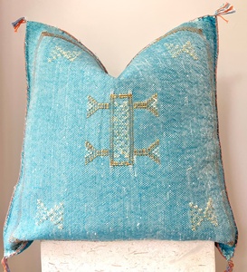 Gorgeous White Moroccan Cactus Silk Cushion Covers Pure Sabra <b>Pillow</b> <b>Decorative</b> Cushions Handmade Moroccan Abstract <b>Pillow</b> - Product Image 2