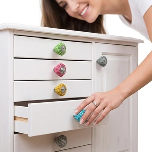 Handmade <b>Brass</b> Cotton Cord Woven Cabinet Knobs Shape Modern Design for Kitchen Hospital Use Drawer Pull Handle Easy Installation - Product Image 2