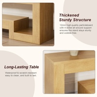 Meuble TV moderne en bois naturel avec éclairage LED, console multimédia à 2 niveaux avec rangement ouvert pour téléviseurs jusqu'à 65 pouces