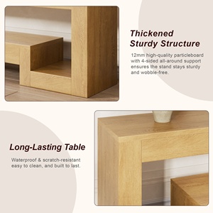 Mobile <span class=keywords><strong>TV</strong></span> Moderno <span class=keywords><strong>in</strong></span> Legno Naturale con Luci LED, Console Multimediale a 2 Ripiani con Vano Aperto per <span class=keywords><strong>TV</strong></span> fino a 65 Pollici - Product Image 4