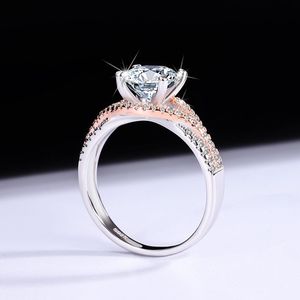 Anillo de Plata de Ley 925 con Moissanita Redonda, Anillo de Noche para Novia, Chapado en Oro Real de 18K, Hecho a Mano - Product Image 2