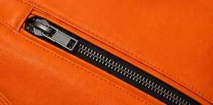 Veste de moto en cuir blanc et orange de haute qualité pour homme, col montant, fermeture éclair, design color block - Product Image 2