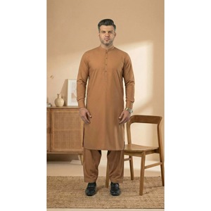 Salwar Kameez pour homme de qualité supérieure, couleur camel, prêt-à-porter, léger, décontracté, pour les fêtes, coupe classique, vêtements islamiques - Product Image 6