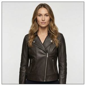 เสื้อแจ็คเก็ตหนังถักสำหรับผู้หญิง คอปกแบบใหม่ ระบายอากาศได้ดี แฟชั่นฤดูหนาว คุณภาพสูง รับผลิตตามแบบ สวมใส่สบาย บริการ OEM - Product Image 1