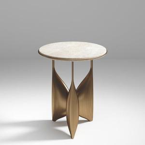 Table d'appoint ronde en métal au design vintage, table basse de qualité antique, taille personnalisée, en aluminium et laiton - Product Image 4