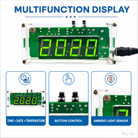Kit DIY Horloge Numérique Multifonctionnelle à 4 Chiffres LED avec Affichage Heure, Date et Température, Boîtier Acrylique pour Pratique de Soudure Électronique