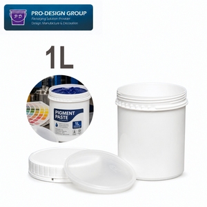 Seau en plastique à large ouverture de 1 L avec couvercle à vis pour conteneur de pigments, pot de stockage de produits chimiques, bouteille d'emballage, seau à peinture - Product Image 1