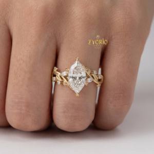 แหวนหมั้นเพชรทรงมาร์คีส์เพาะเลี้ยงจากธรรมชาติ สำหรับผู้หญิง ทองคำขาว 14K เป็นมิตรกับสิ่งแวดล้อม ทันสมัย เหมาะเป็นของขวัญแต่งงาน ของขวัญงานเลี้ยง หรือของขวัญแทนคำมั่นสัญญา - Product Image 4