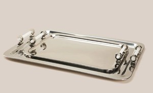 Bandeja de servir plateada vintage, bandeja ovalada decorativa de metal, bandeja de servir estilo antiguo, bandeja de servir elegante con bordes festoneados - Product Image 5