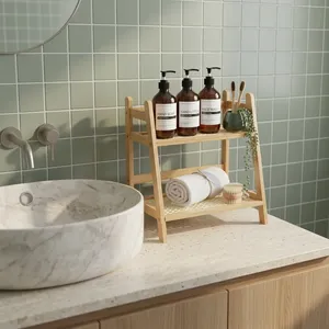 Étagère de rangement à 2 niveaux, étagère de bureau multi-niveaux pour tasses, mugs, services à thé, présentoir en bois pour comptoir, buffet, cuisine - Product Image 6