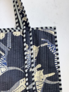 Bohemian Style Cotton <b>Tote</b> <b>Bag</b> Panelled Design Open Top All Seasons Shopping <b>Bag</b> Blue Patterned Women's <b>Bag</b> - Product Image 3