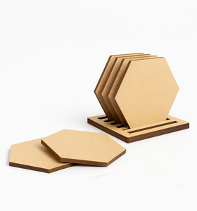 Posavasos de MDF en Forma de Corazón, Posavasos de Madera de 6 mm de Grosor, Alfombrillas y Almohadillas Antideslizantes, Diseño Sólido - Product Image 3