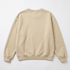 เสื้อสเวตเชิ้ตคอกลมสีเบจ ปักโลโก้ตามสั่ง เสื้อพูลโอเวอร์สไตล์สตรีทแวร์สำหรับทุกเพศ เสื้อฮู้ดดี้ผ้าฝ้ายพรีเมียม จัดหาเสื้อผ้า B2B - Product Image 2