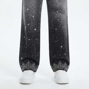 <b>Men's</b> Stonewashed Denim Cargo Pants <b>High</b> <b>Waist</b> Loose Fit Multi Pocket Streetwear Style Autumn Cotton <b>Jeans</b> - Product Image 2