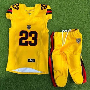 Ensemble de maillot de football américain jaune personnalisé avec le numéro 23 et un logo personnalisé, design sublimé pour adultes, vêtements de sport pour hommes - Product Image 6