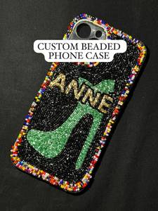 Sac de téléphone portable personnalisé fait main avec perles, design flamant rose estival, poignée souple moyenne, fermeture éclair, fabriqué en Inde - Product Image 3
