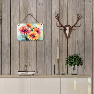 Multicolor Gerbera margaritas acuarela pared puerta colgante impresiones aluminio Metal signo para cocina Bar baño decoración del hogar 8HX12W - Product Image 4