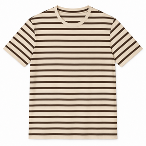 เสื้อยืดผู้ชายลายทางแบบสั่งทำพิเศษ OEM ผ้าฝ้าย 100% คอกลม แขนสั้น สไตล์ลำลอง สตรีทแวร์ ทรงโอเวอร์ไซส์ แฟชั่นฤดูร้อน - Product Image 5