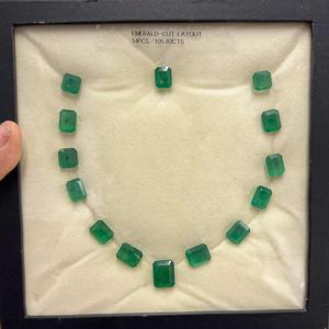 Zambian มรกตธรรมชาติเหลี่ยมเพชรพลอยตัดจาก105.83Cts พลอยที่มีคุณภาพสูงมรกตชุดรูปแบบสร้อยคอ14ชิ้น - Product Image 3