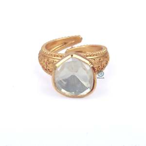 Kiya Designer Gold Plated Zircon Engagement Ring-Creative Statement Band - Product Image 4
