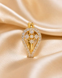Colgante de Lágrima de Oro de 14K de Lujo con Brillantes Piedras de Circonia Cúbica, Joyería Elegante para Bodas y Fiestas para Mujer - Product Image 1