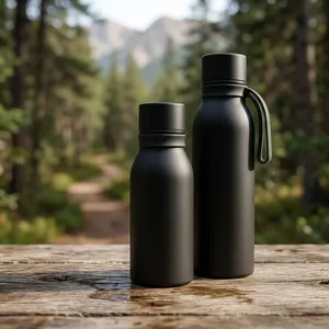 Black Stainless Steel Water <b>Bottle</b> with Screw Cap & Carry Handle Reusable Insulated Drinking Flask for <b>Travel</b> Gym Office School - Product Image 6