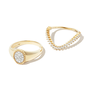 Yellow Gold Diamond Cluster <b>Ring</b> With Round Brilliant Cut For Women Classic Engagement Style - Product Image 3